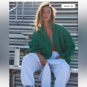 Free People Movement Quilted Puffer Jacket Pippa Green Packable M